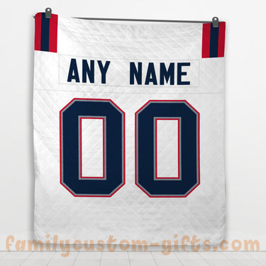 Custom Premium Quilt Blanket New England Jersey American Football Personalized Quilt Gifts for Her & Him